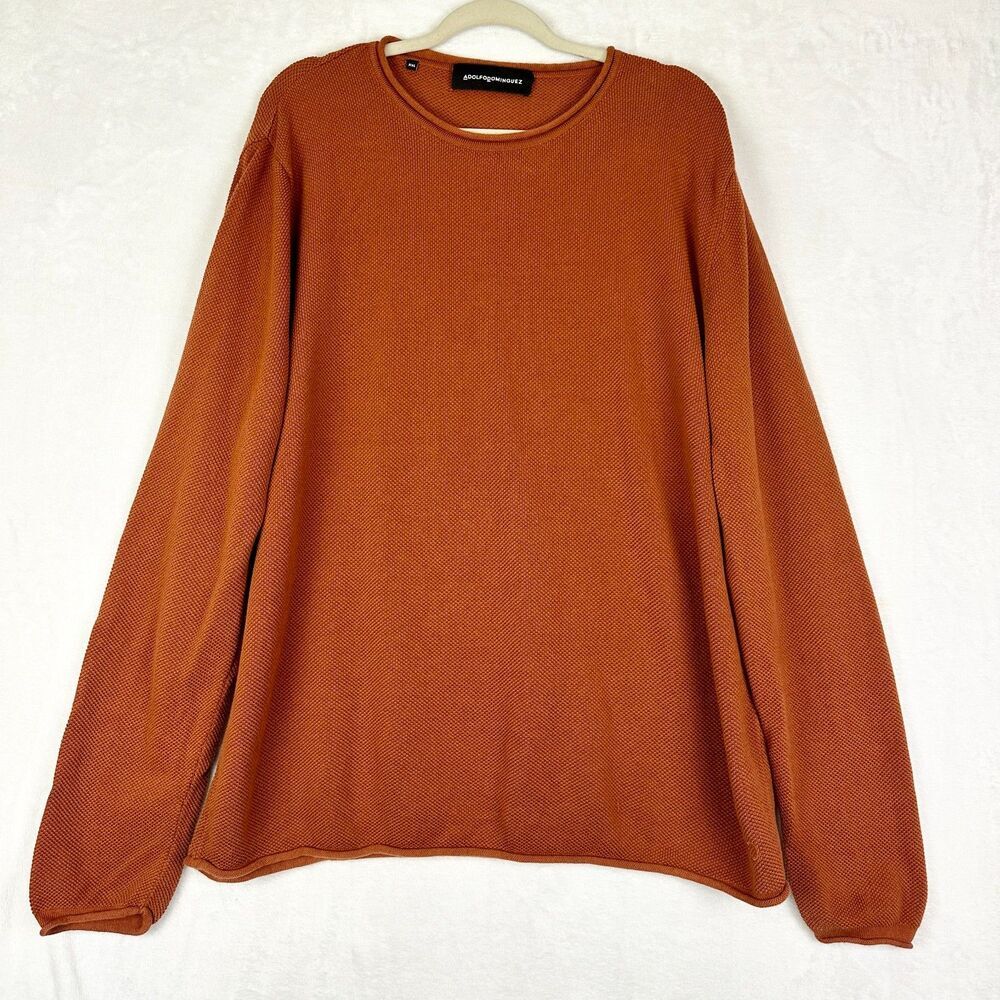 Adolfo Dominguez Men's Structured Knit Rolled Neck Pullover XXL Cotton Linen